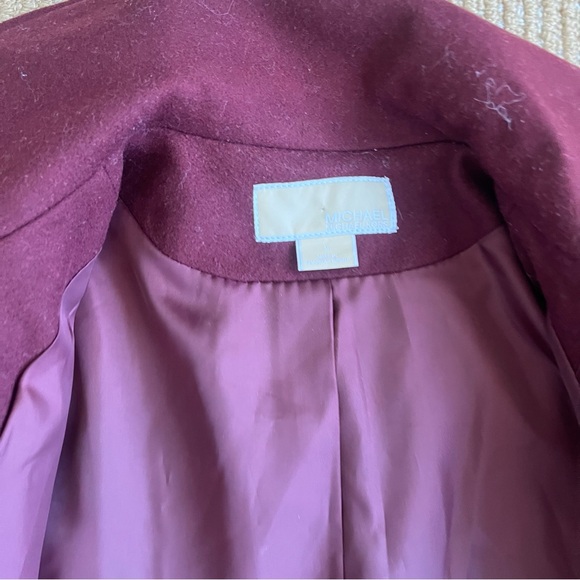 Michael By Michael Kors Women's Wool Blend Red Maroon Single Breasted Coat SZ M - Picture 11 of 13